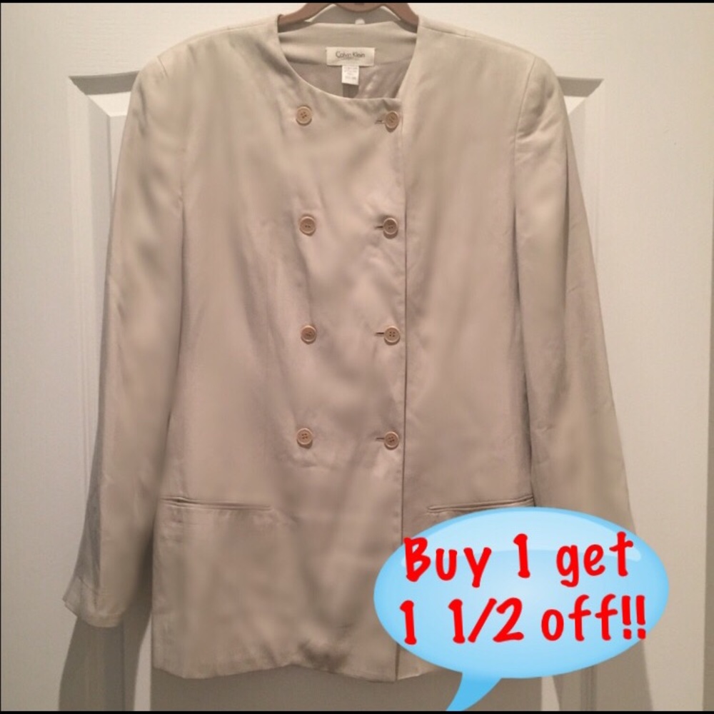 Calvin Klein Collection Stone Silk Button-Up
